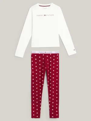 Tommy Hilfiger Pyjama mit Leggings inkl. Geschenkbox ANCIENT WHITE/CTB STAR AOP Outlet