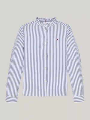 Tommy Hilfiger Regular Fit Bluse mit Rüschenkragen MID BLUE / OPTIC WHITE Online