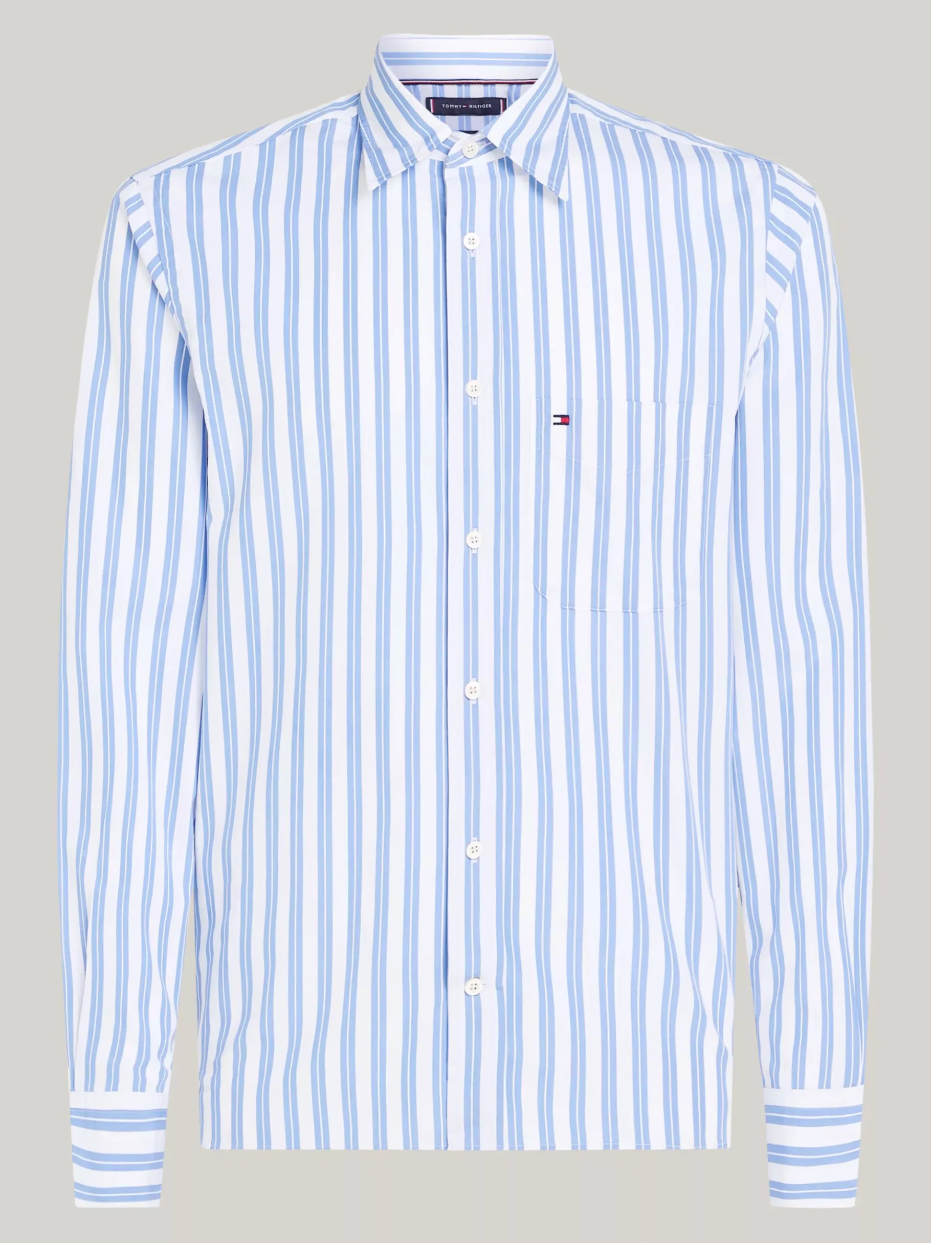 Tommy Hilfiger Regular Fit Hemd mit doppelten Streifen MID BLUE / OPTIC WHITE Discount