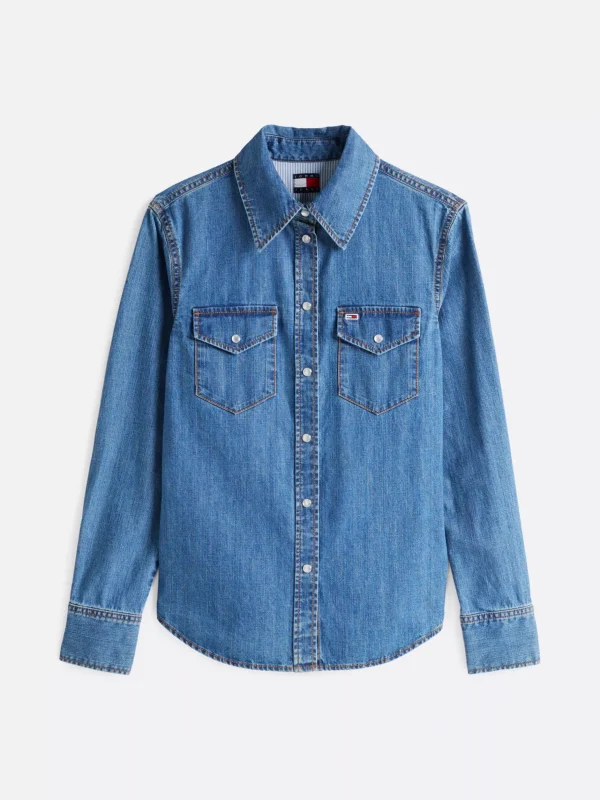 Tommy Hilfiger Regular Fit Jeansbluse im Western-Stil DENIM MEDIUM Clearance