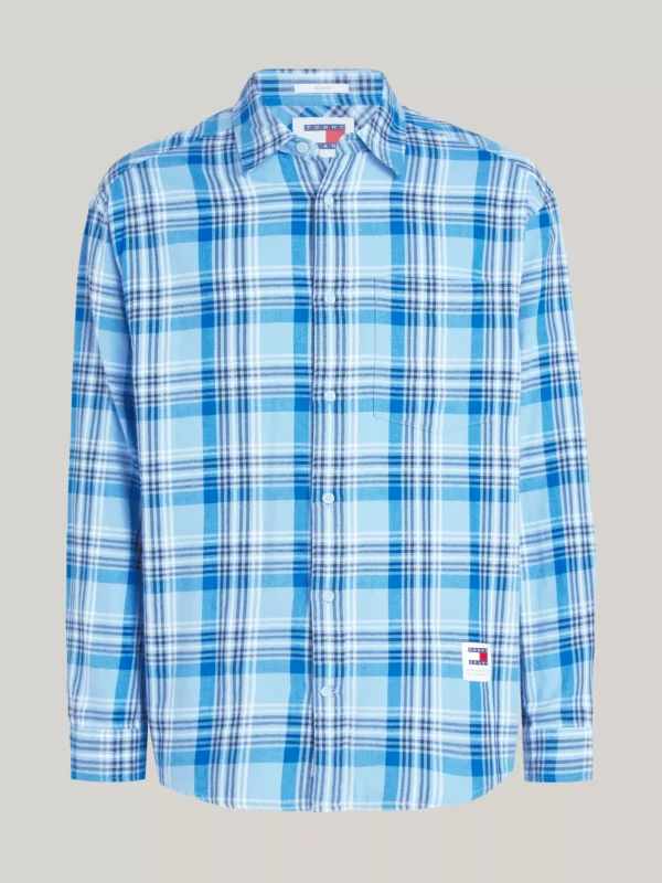 Tommy Hilfiger Regular Fit kariertes Hemd mit Logo WESTSIDE BLUE CHECK Discount