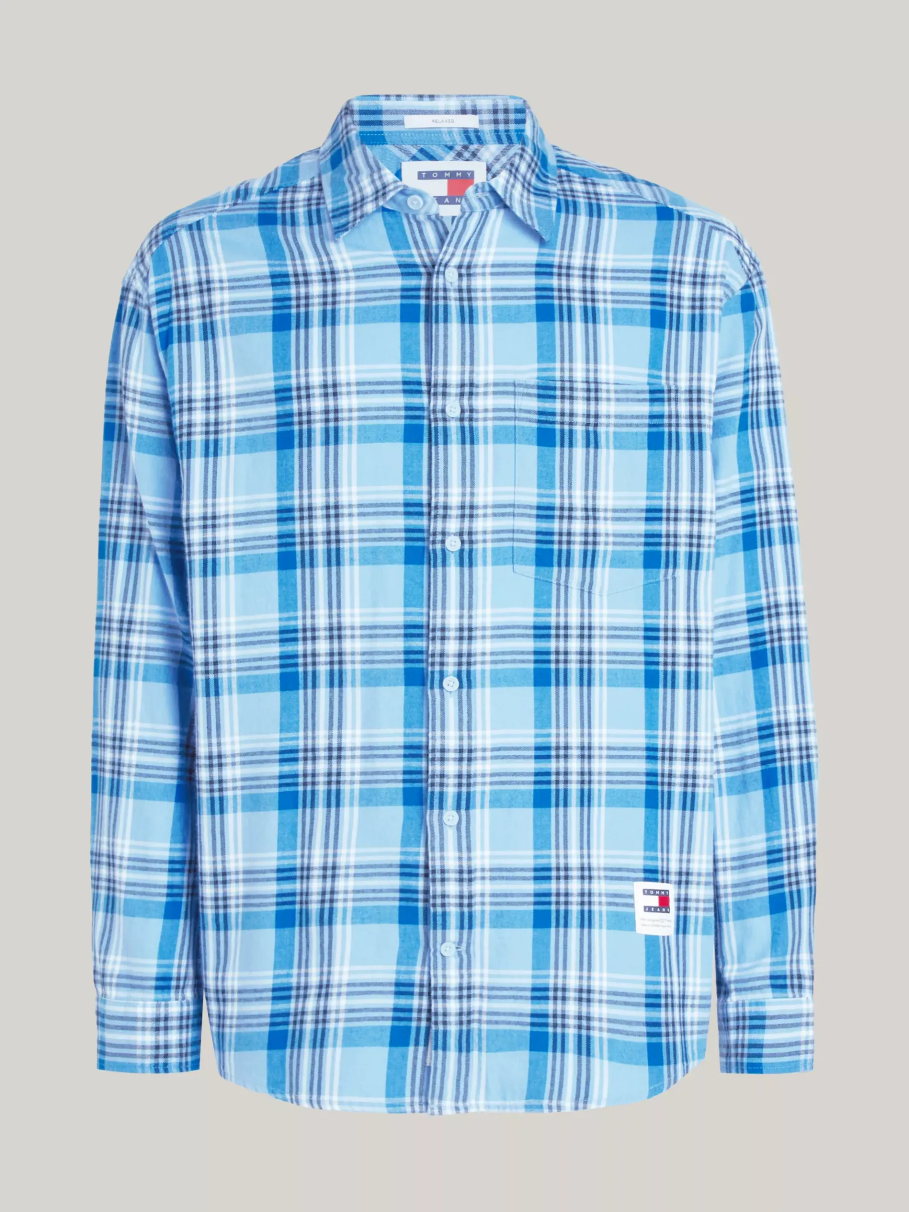 Tommy Hilfiger Regular Fit kariertes Hemd mit Logo WESTSIDE BLUE CHECK Discount