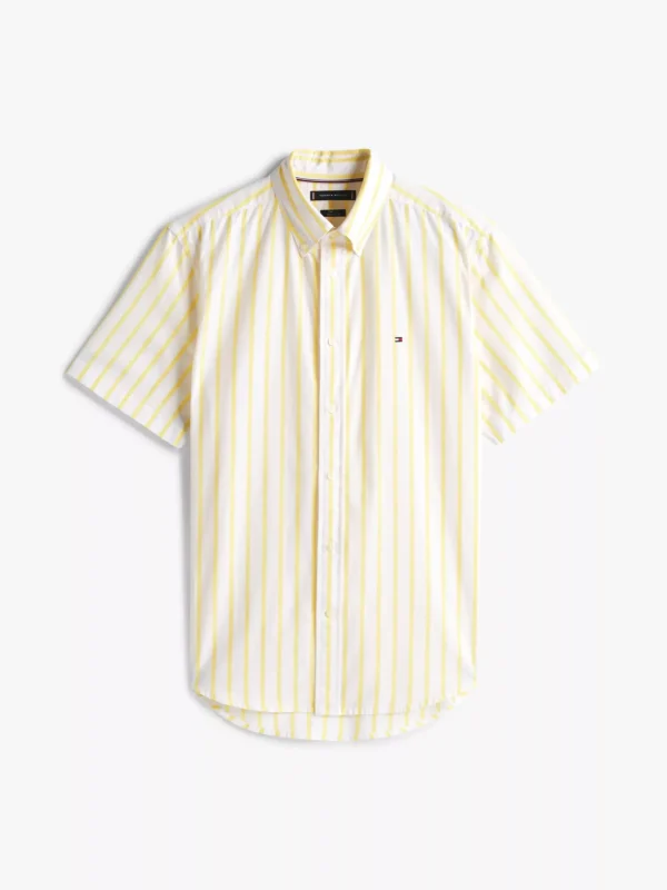 Tommy Hilfiger Regular Fit Kurzarm-Hemd aus Popeline CITRONELLA / OPTIC WHITE New