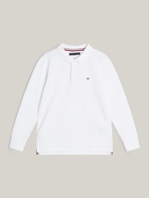 Tommy Hilfiger Regular Fit Langarm-Poloshirt mit Flag WHITE Best Sale
