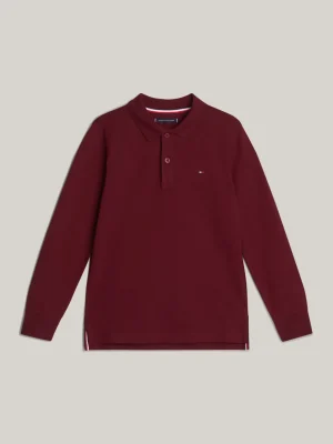 Tommy Hilfiger Regular Fit Langarm-Poloshirt mit Flag DEEP ROUGE Cheap