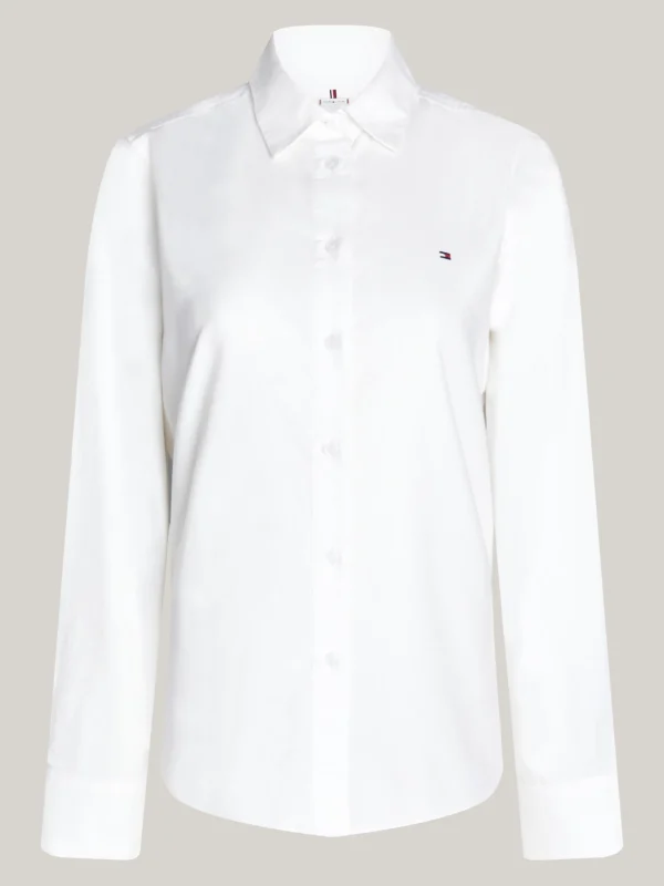 Tommy Hilfiger Regular Fit Oxford-Bluse mit Flag-Stickerei TH OPTIC WHITE Store