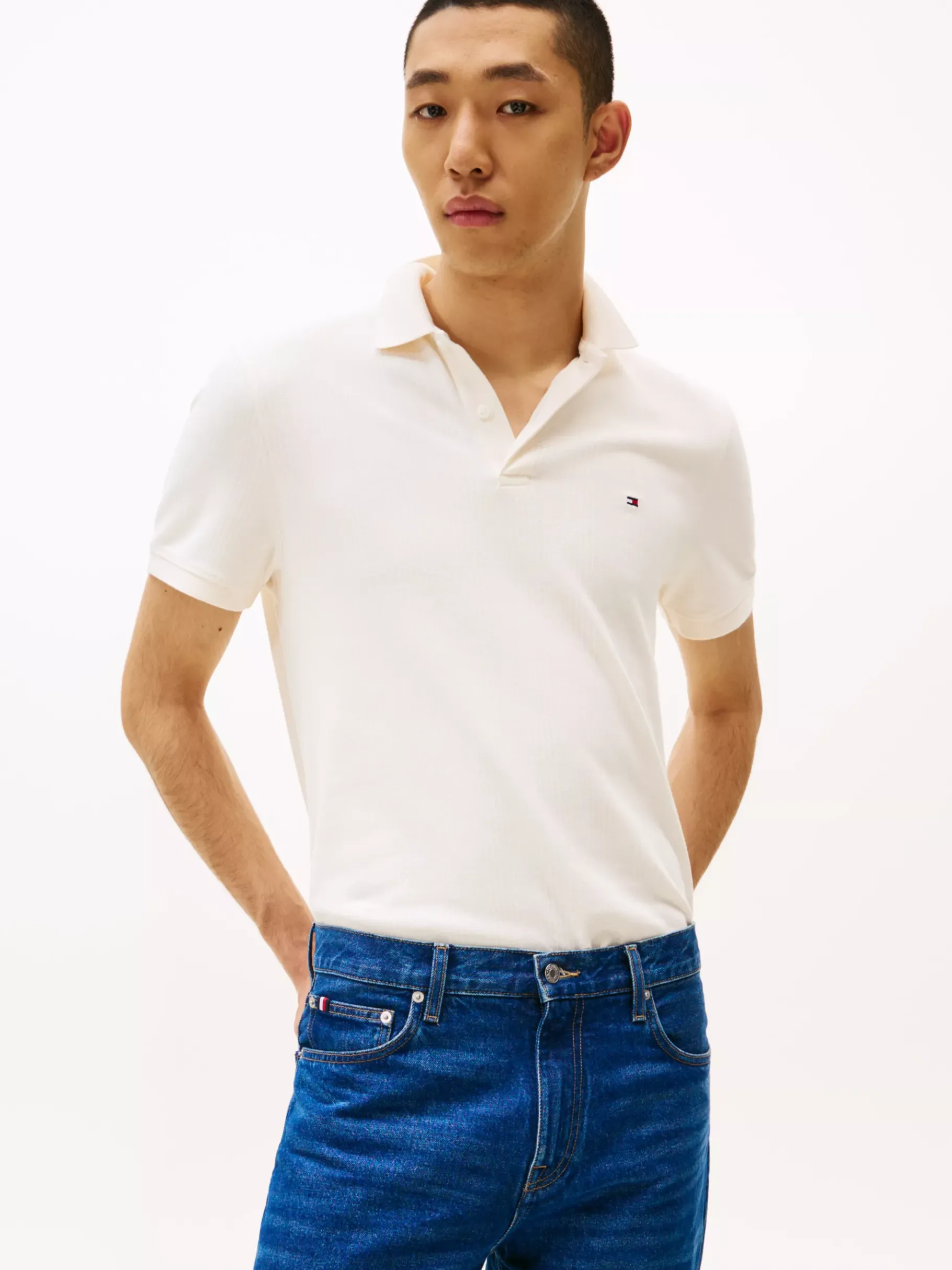 Tommy Hilfiger Regular Fit Poloshirt IVORY PETAL Outlet