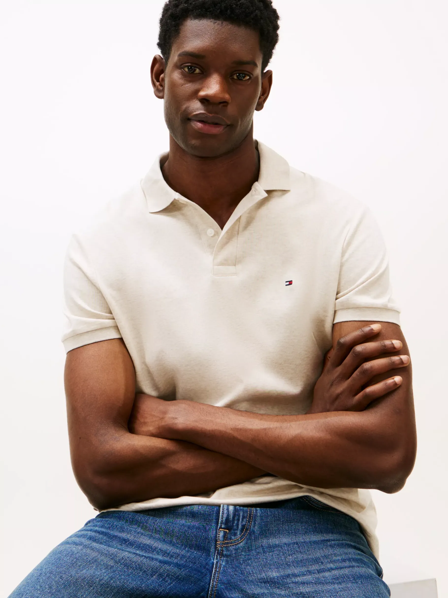 Tommy Hilfiger Regular Fit Poloshirt HEATHERED OATMILK Online