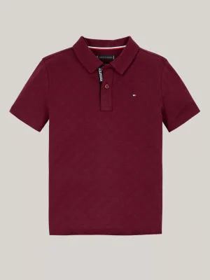 Tommy Hilfiger Regular Fit Poloshirt aus Schachbrett-Jacquard DEEP ROUGE Flash Sale