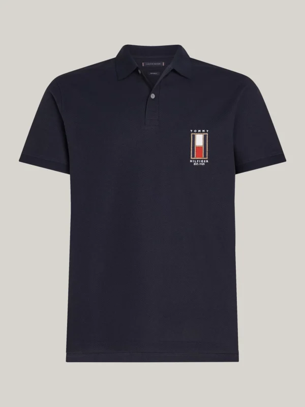 Tommy Hilfiger Regular Fit Poloshirt mit vertikaler Flag DESERT SKY Online