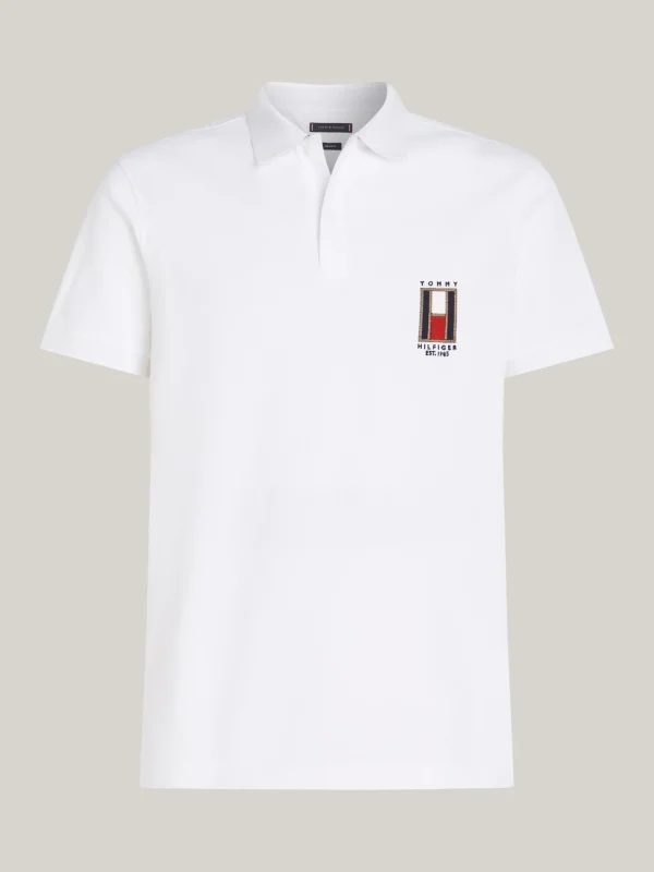Tommy Hilfiger Regular Fit Poloshirt mit vertikaler Flag WHITE Cheap