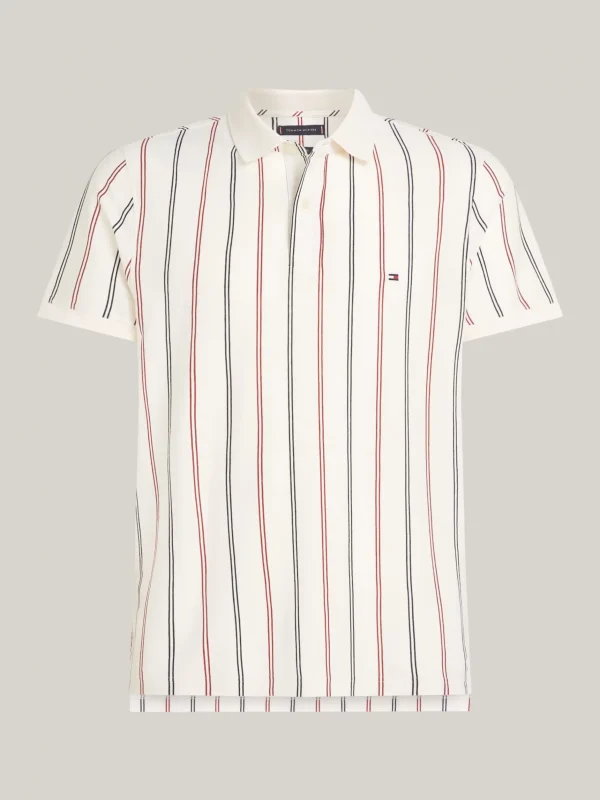 Tommy Hilfiger Regular Fit Poloshirt mit Längsstreifen ANCIENT WHITE / DARK MAGMA Clearance
