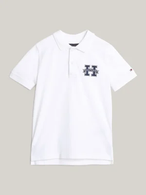 Tommy Hilfiger Regular Fit Poloshirt mit Varsity-Buchstabe WHITE Discount