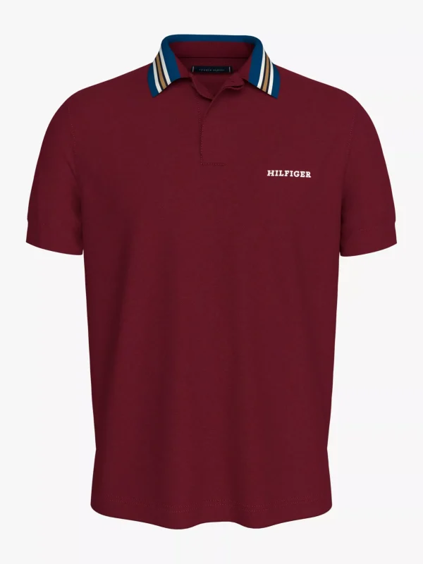 Tommy Hilfiger Regular Fit Poloshirt mit Kontrast-Kragen DEEP ROUGE Flash Sale