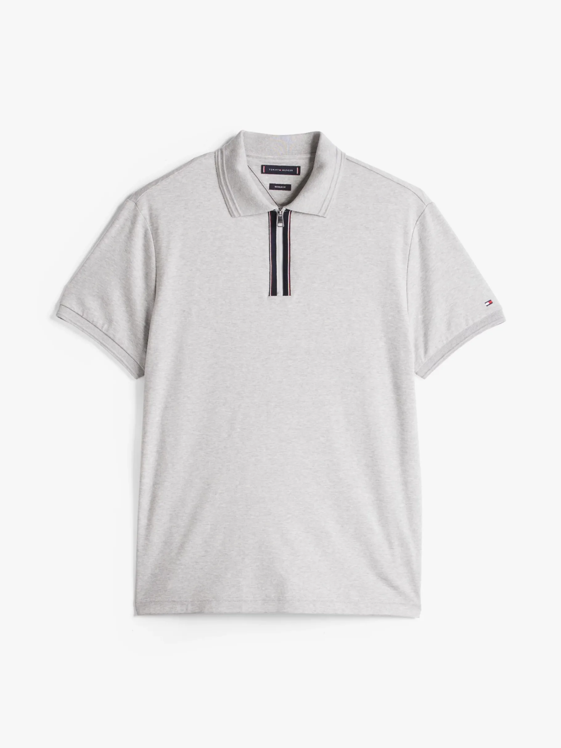 Tommy Hilfiger Regular Fit Poloshirt mit Reißverschluss LIGHT GREY HEATHER Cheap