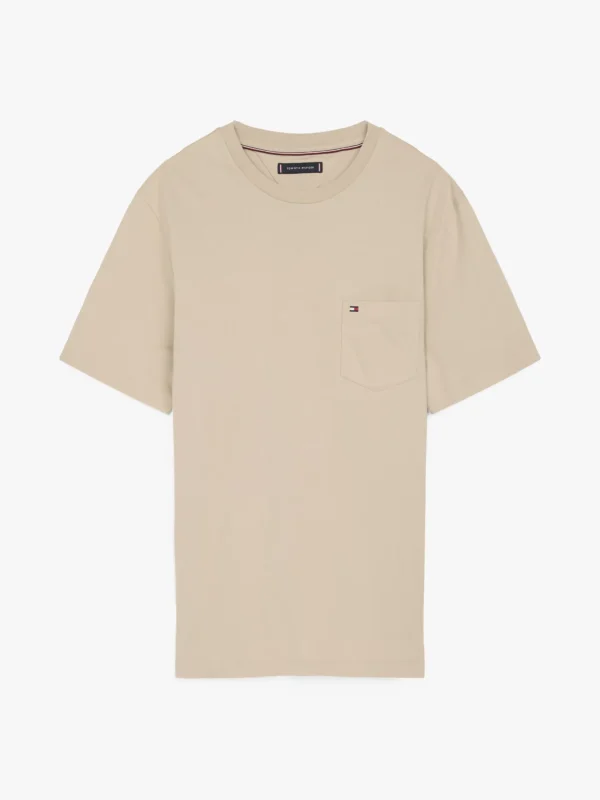 Tommy Hilfiger Regular Fit T-Shirt mit Brusttasche SANDALWOOD Discount