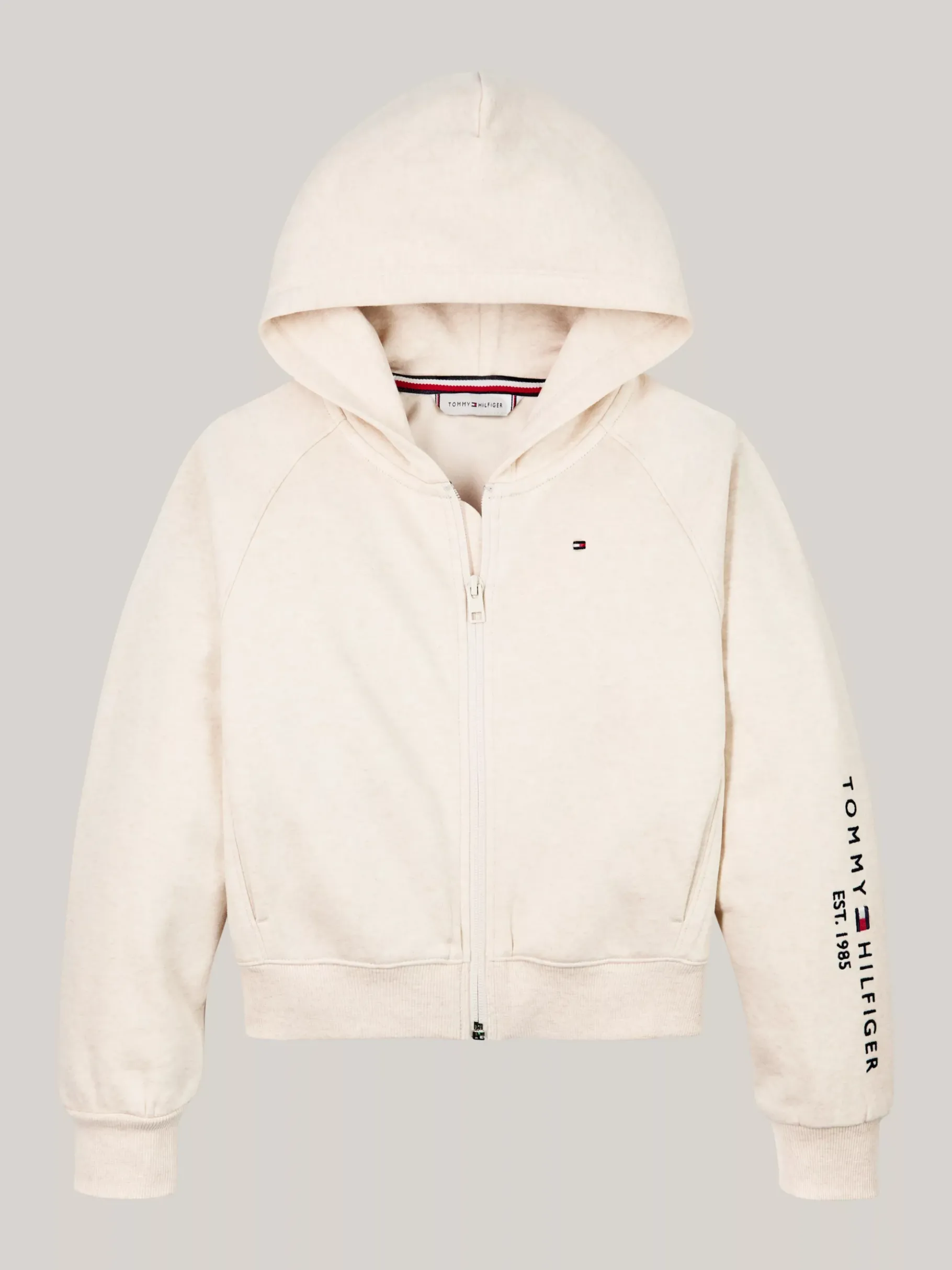 Tommy Hilfiger Reißverschluss-Hoodie mit aufgesticktem Logo HEATHERED OAT Hot