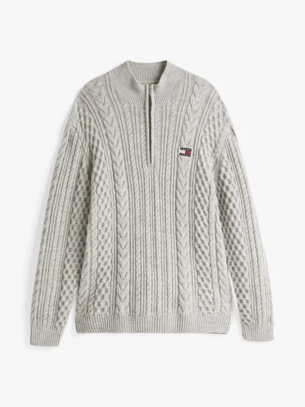 Tommy Hilfiger Reißverschluss-Pullover mit Wolle GREY HTR Cheap