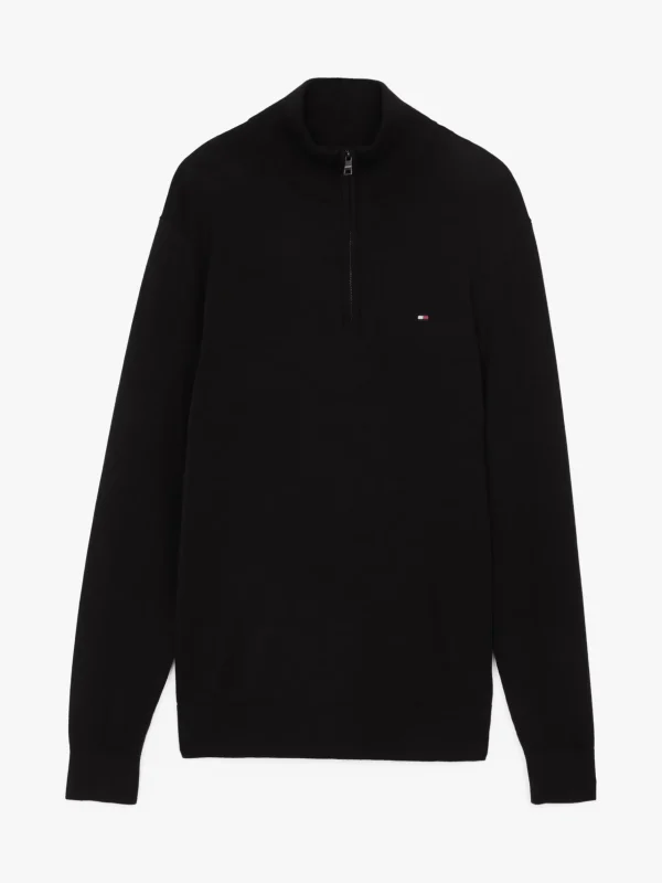 Tommy Hilfiger Reißverschluss-Pullover mit Mock-Rollkragen BLACK Best Sale