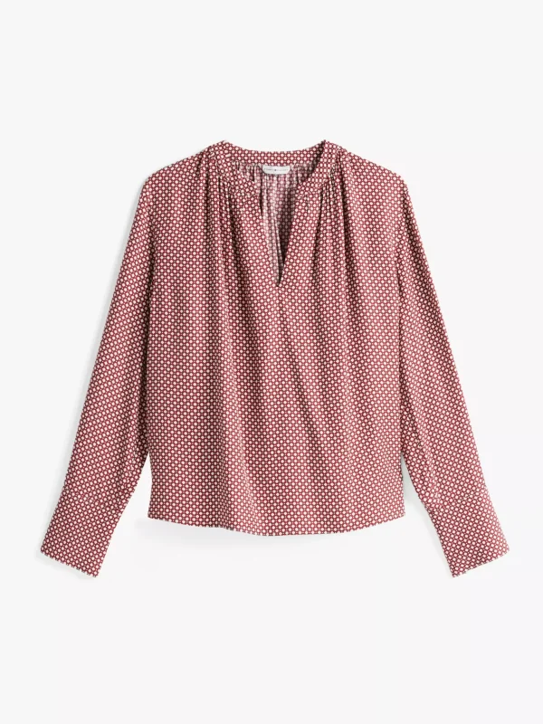 Tommy Hilfiger Relaxed Fit Bluse mit gerafftem V-Ausschnitt MINI GEO PRIMARY RED Discount