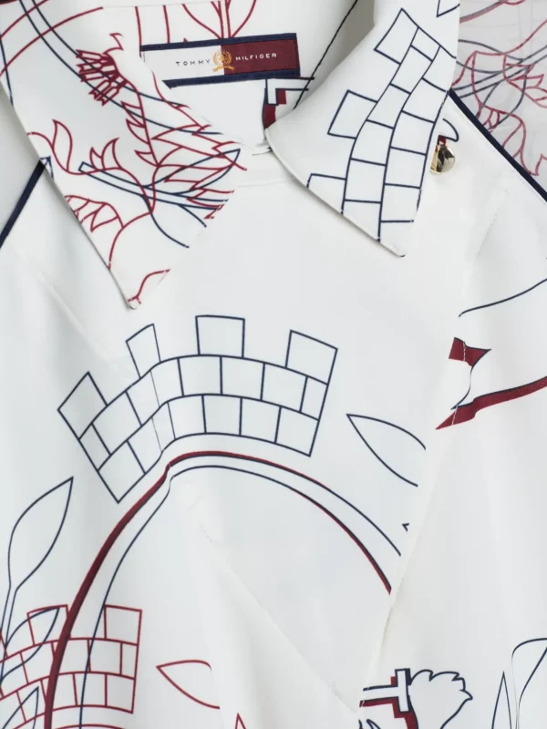 Tommy Hilfiger Relaxed Fit Bluse mit Wappen-Print IVORY Best Sale