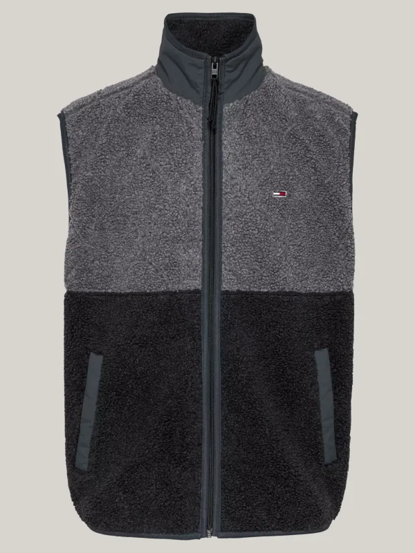 Tommy Hilfiger Relaxed Fit Color Block-Weste aus Teddy-Fleece BLACK Best