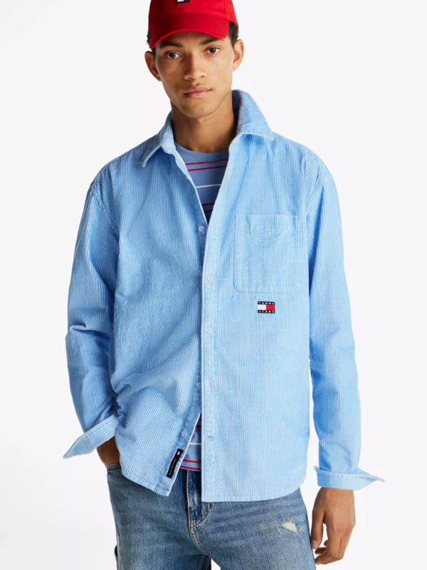 Tommy Hilfiger Relaxed Fit Cord-Hemd SUGARPLUM BLUE / ANCIENT WHITE New