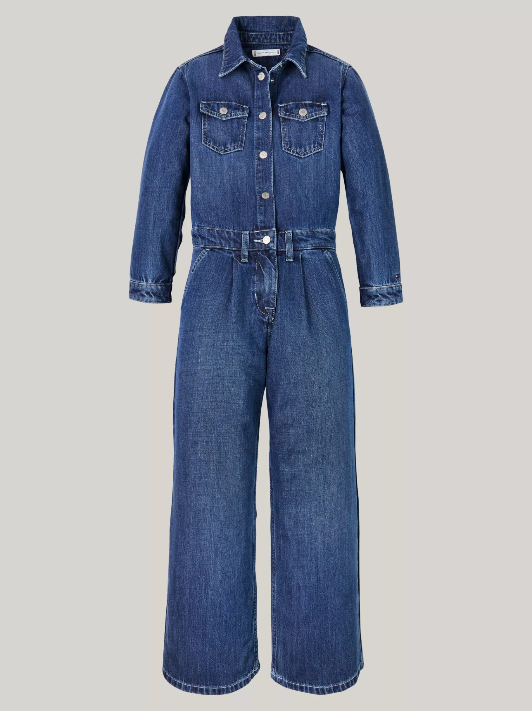 Tommy Hilfiger Relaxed Fit Denim-Jumpsuit mit weitem Bein DARKUSEDLYOCELL Outlet