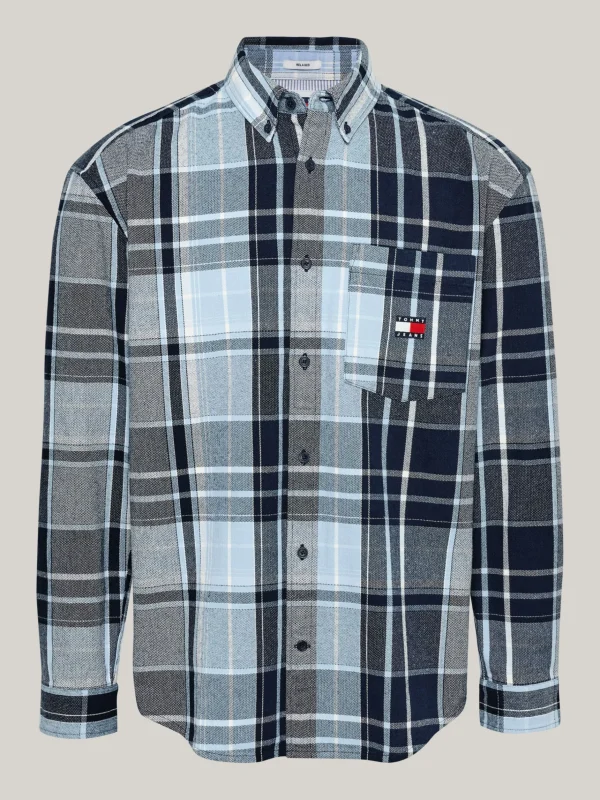 Tommy Hilfiger Relaxed Fit gebürstetes Flanell-Hemd mit Logo DARK NIGHT NAVY / MULTI Discount