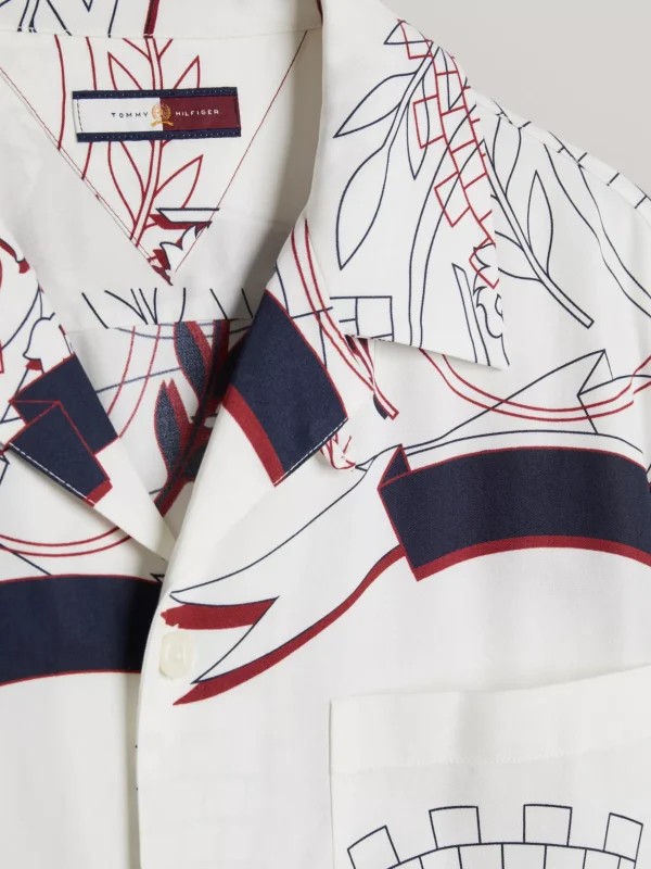 Tommy Hilfiger Relaxed Fit Kurzarm-Hemd mit Wappen IVORY Cheap