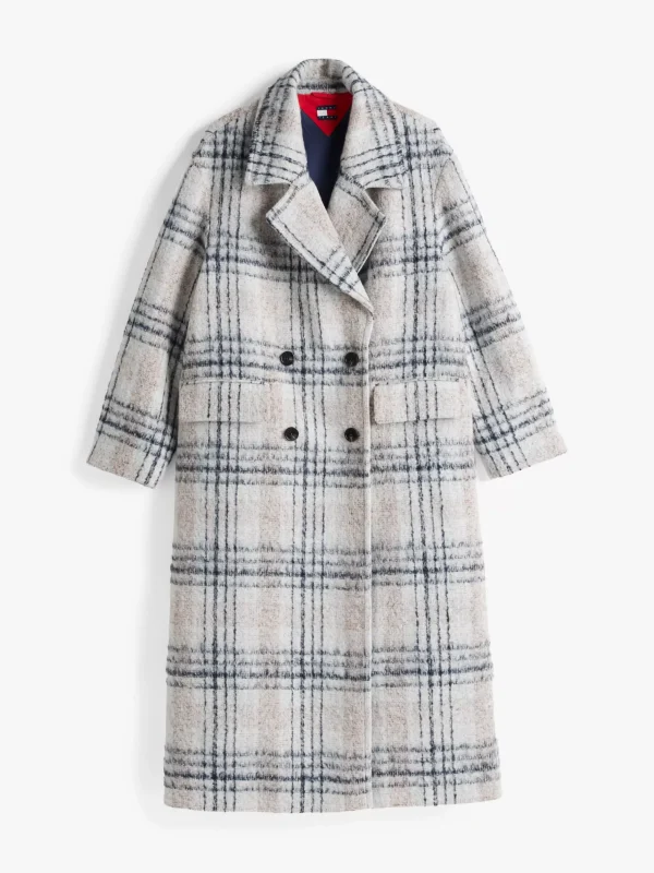 Tommy Hilfiger Relaxed Fit Mantel mit Wolle SNOW WHITE / TOTAL ECLIPSE CHECK Best Sale