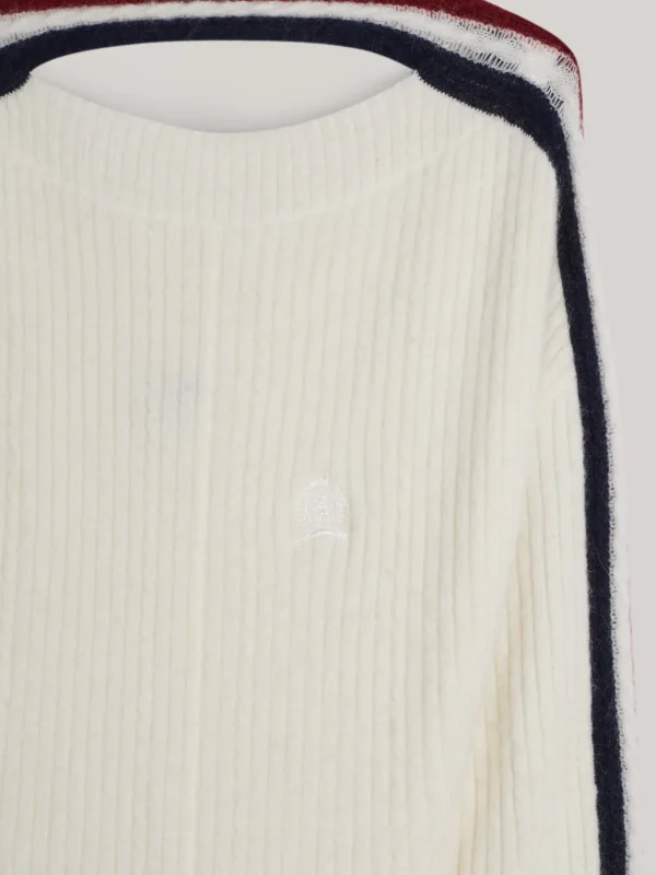 Tommy Hilfiger Relaxed Fit Midi-Kleid aus Alpakamix mit Wappen IVORY Clearance