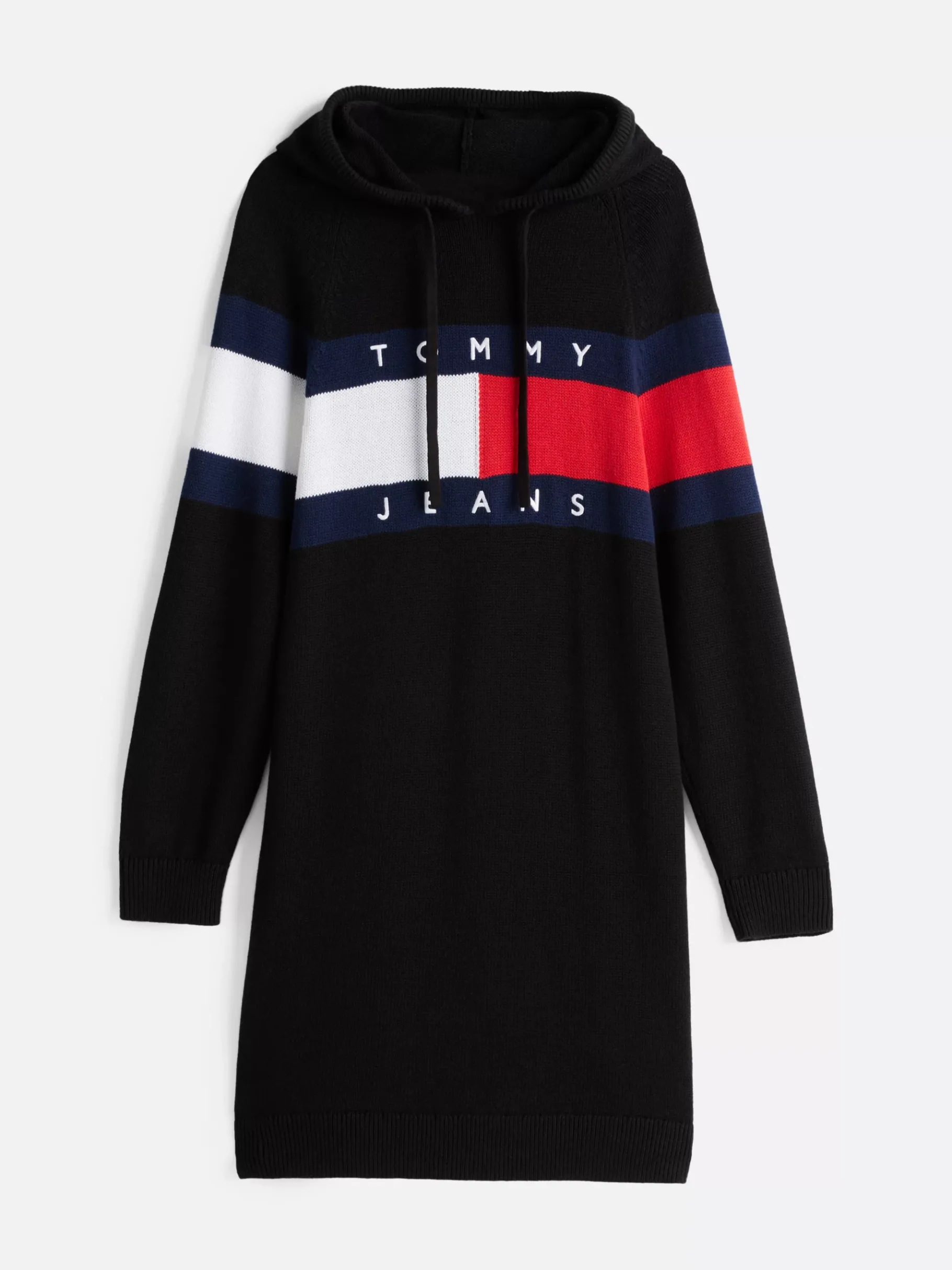Tommy Hilfiger Relaxed Fit Mini-Strickkleid mit Kapuze BLACK Cheap