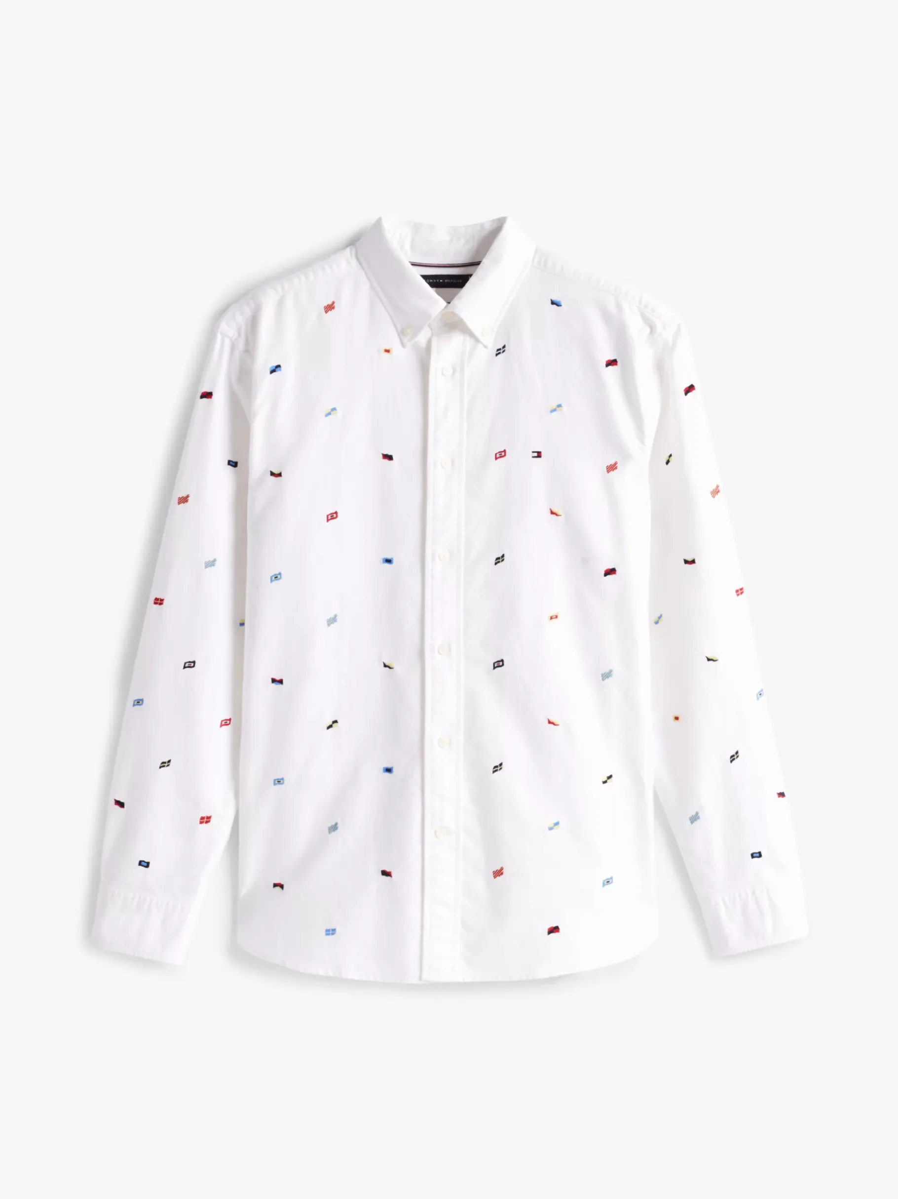 Tommy Hilfiger Relaxed Fit Oxford-Hemd mit Flag-Stickerei TH OPTIC WHITE Store