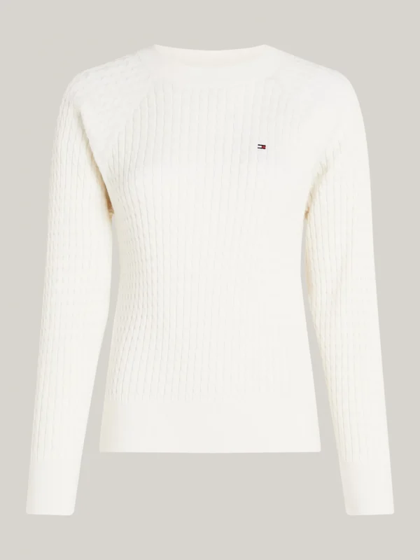 Tommy Hilfiger Relaxed Fit Pullover mit Mini-Zopfstrickmuster IVORY PETAL Cheap