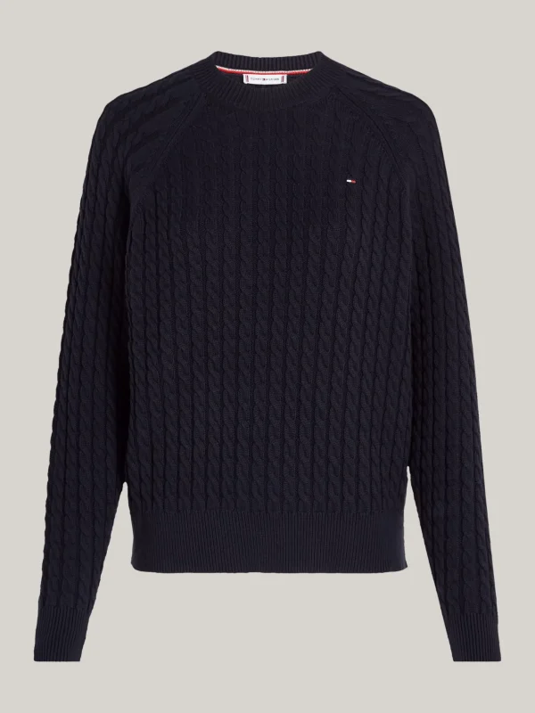 Tommy Hilfiger Relaxed Fit Pullover mit Mini-Zopfstrickmuster DESERT SKY Outlet