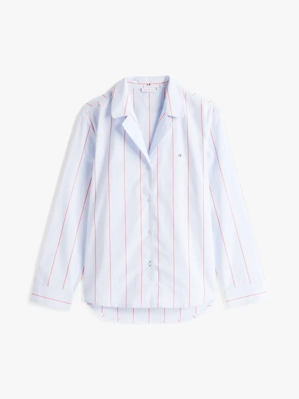 Tommy Hilfiger Relaxed Fit Pyjama-Hemd aus Popeline BLOCK STRIPE SWEET BLUE Shop
