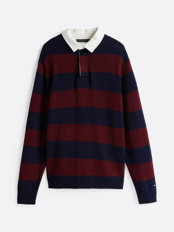 Tommy Hilfiger Relaxed Fit Rugby-Hemd aus reiner Wolle DEEP ROUGE / DESERT SKY New