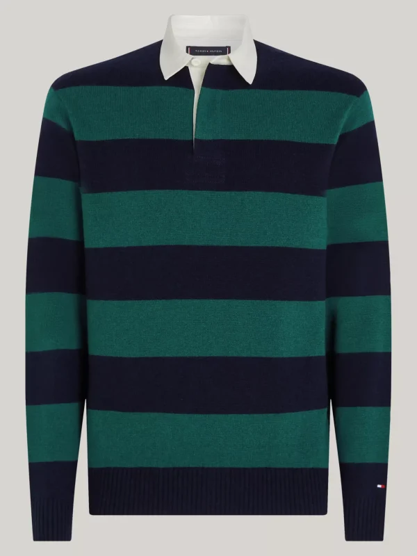 Tommy Hilfiger Relaxed Fit Rugby-Hemd aus reiner Wolle ORNAMENTAL GREEN HTR / DESERT SKY Sale