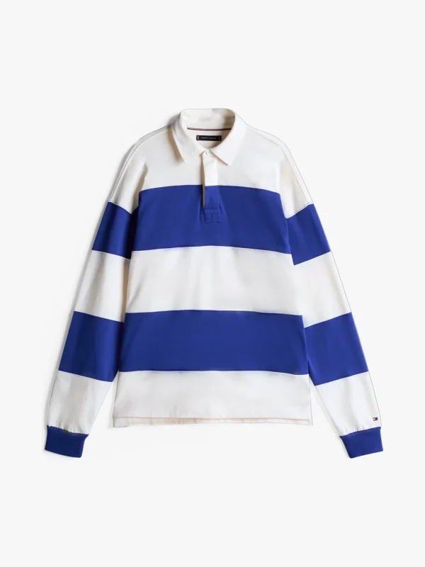 Tommy Hilfiger Relaxed Fit Rugby-Shirt mit Blockstreifen WEDGE BLUE/IVORY PETAL Clearance