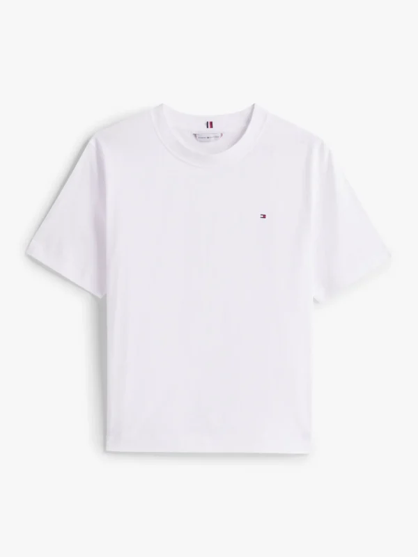 Tommy Hilfiger Relaxed Fit Rundhals-T-Shirt mit Flag TH OPTIC WHITE Fashion