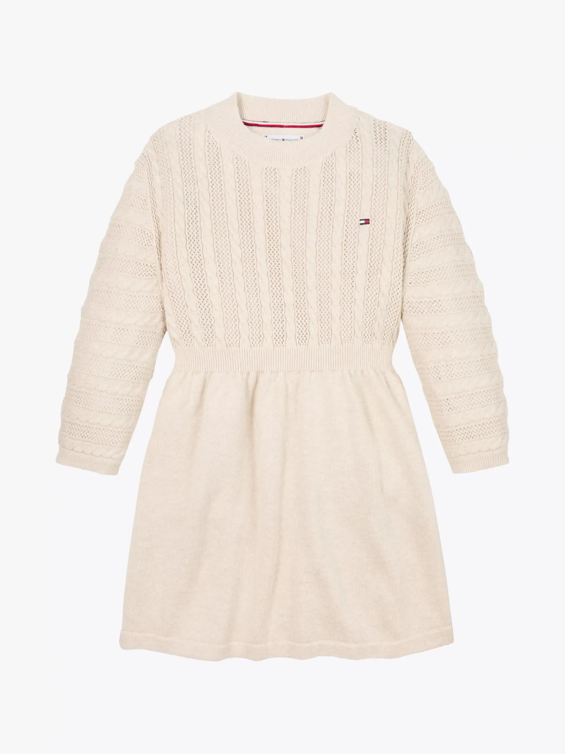 Tommy Hilfiger Relaxed Fit Strickkleid mit Zopfmuster HEATHERED OAT Store