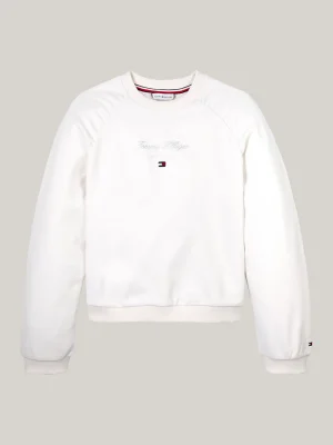 Tommy Hilfiger Relaxed Fit Sweatshirt mit Schreibschrift-Logo ANCIENT WHITE Best Sale