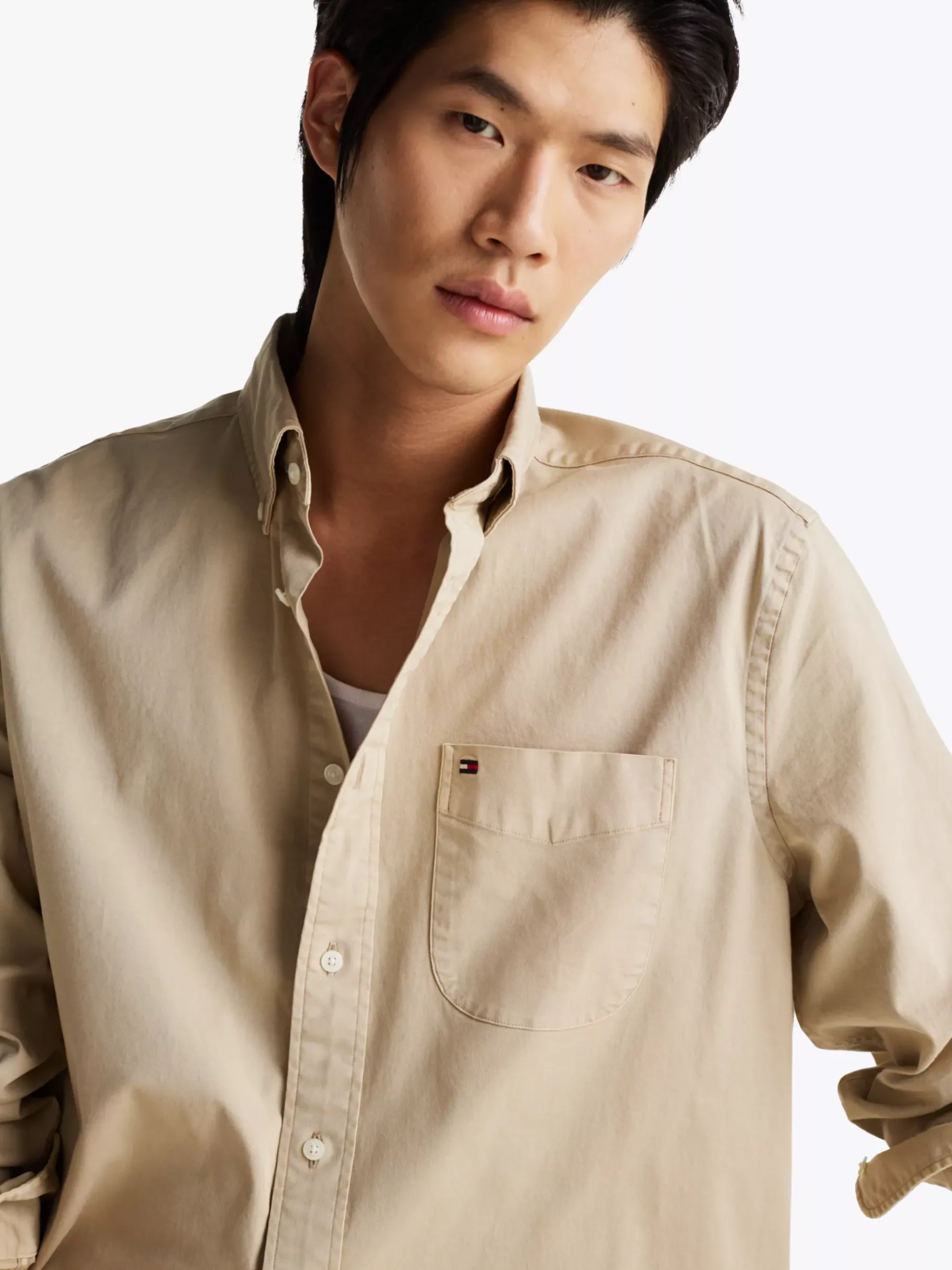 Tommy Hilfiger Relaxed Fit Twill-Hemd SANDALWOOD Sale