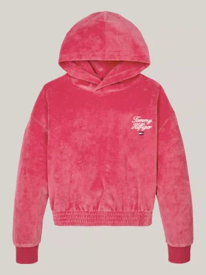 Tommy Hilfiger Relaxed Fit Velours-Hoodie mit Logo HERITAGE PINK Online