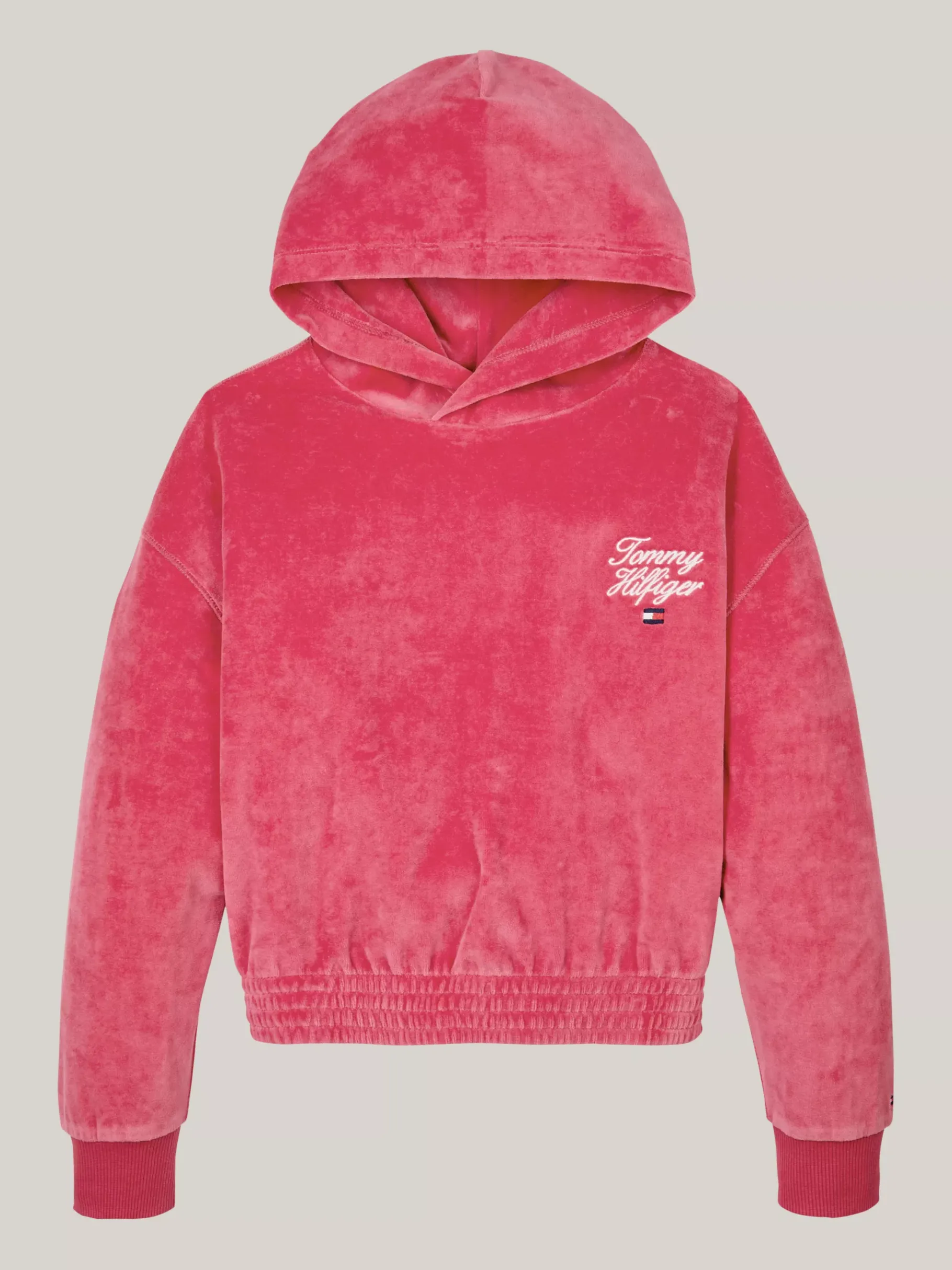 Tommy Hilfiger Relaxed Fit Velours-Hoodie mit Logo HERITAGE PINK Online