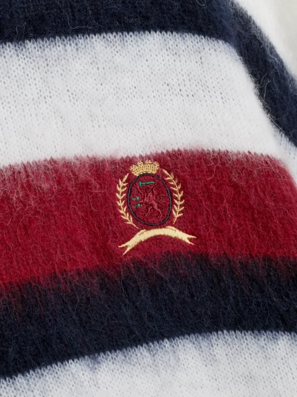 Tommy Hilfiger Relaxed Fit Wappen-Pullover mit Alpakawolle ROUGE STRIPE Fashion