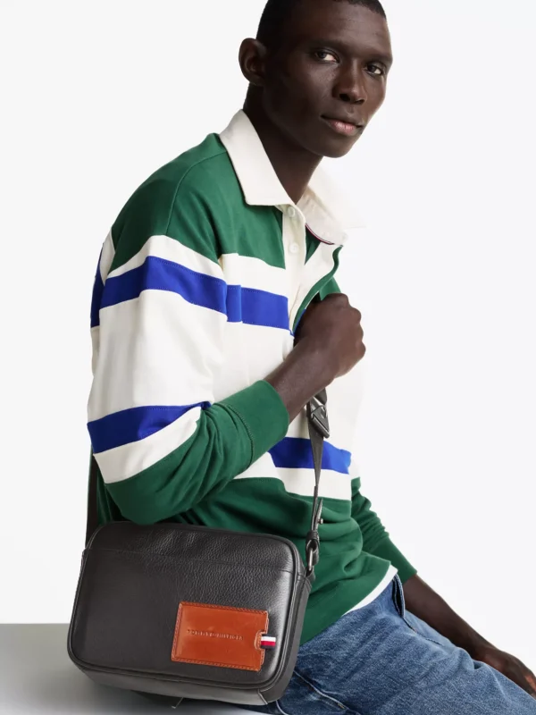 Tommy Hilfiger Reportertasche aus Narbenleder BLACK Flash Sale