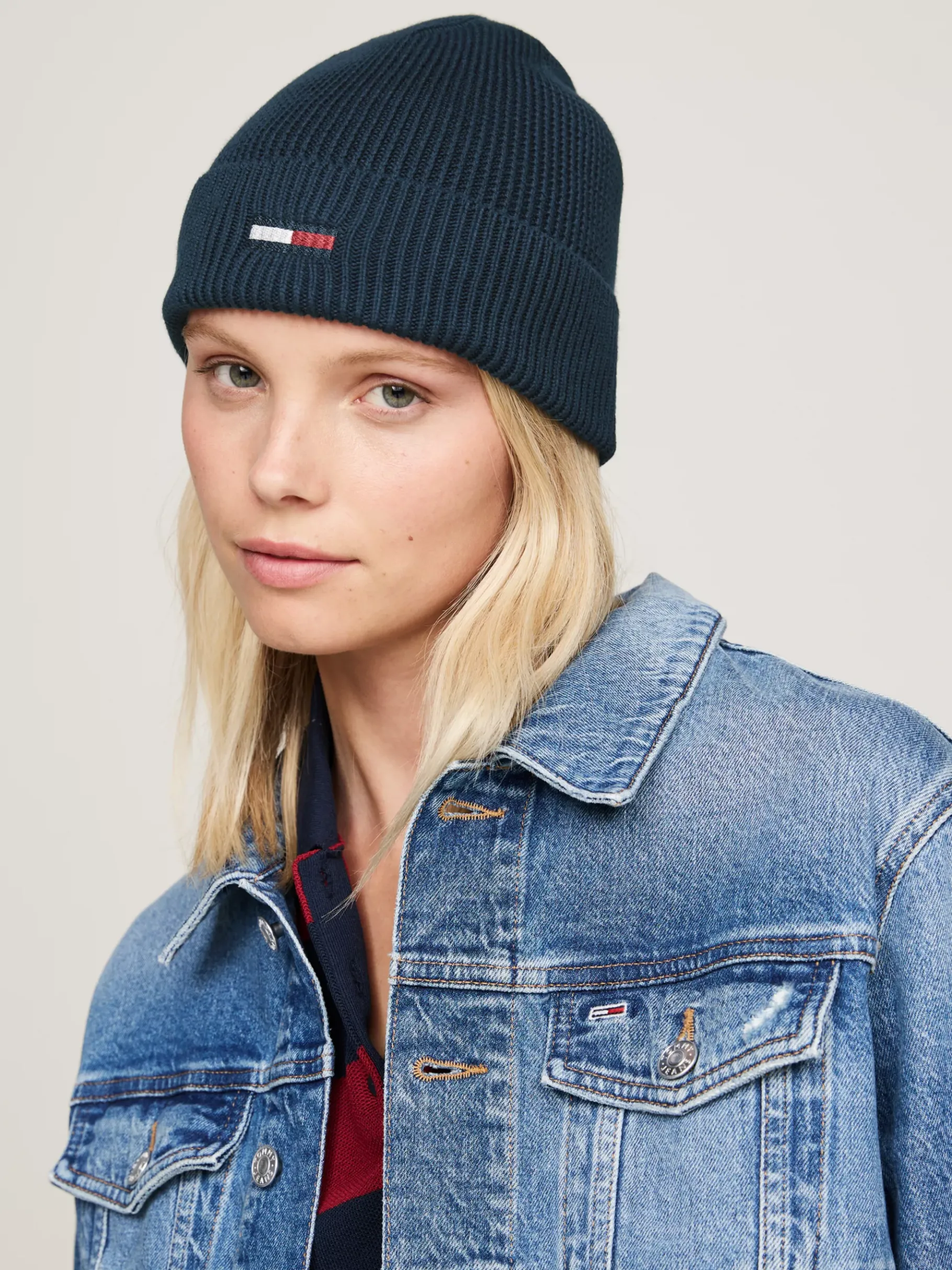 Tommy Hilfiger Rippstrick-Beanie mit verlängerter Flag DARK NIGHT NAVY Sale