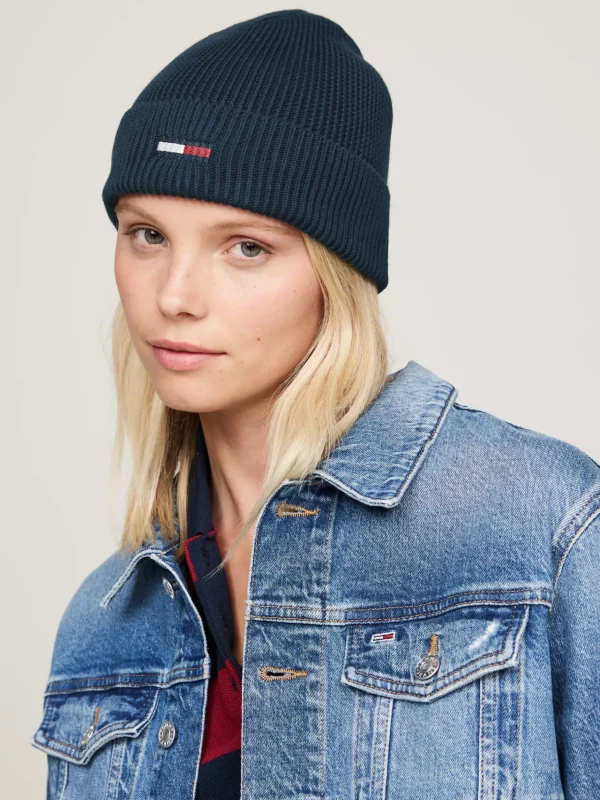 Tommy Hilfiger Rippstrick-Beanie mit verlängerter Flag DARK NIGHT NAVY Sale